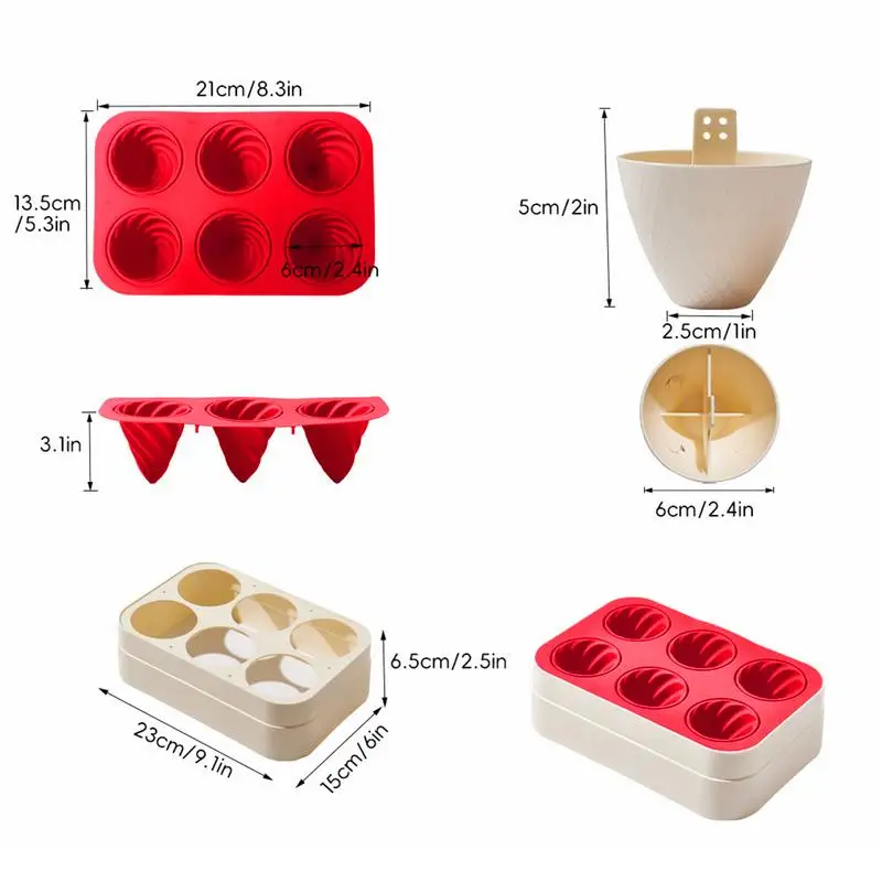 Ice Cream Cone Popsicle Molds Food Grade Cute Popsicle Maker Silicone Ice Pop Molds 6 Cavities Summer Treats Making Supplies