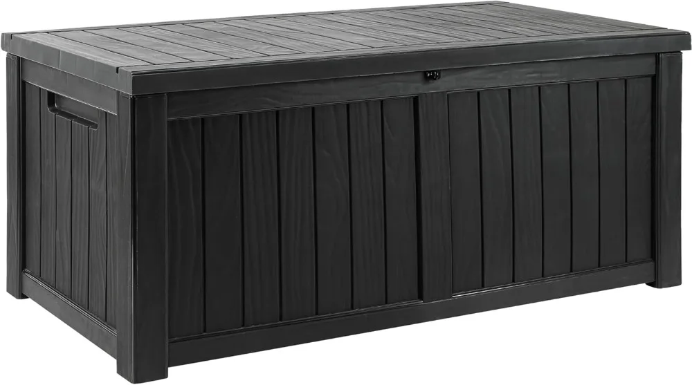 DWVO-caja de cubierta grande de 120 galones, Cubo de almacenamiento bloqueable para exteriores, herramientas de jardinería, flotadores de piscina, cojines de Patio