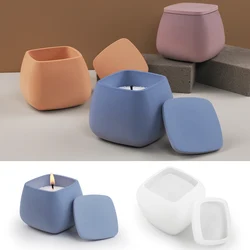 Square Candle Jar Silicone Mold DIY With Lid Jewelry Storage Box Craft Making Plaster Epoxy Resin Vase Casting Molds Home Decor