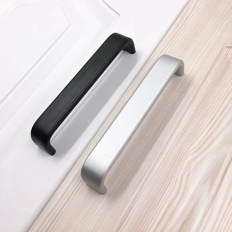 

Space aluminum alloy solid wardrobe cabinet door black drawer modern simple furniture hardware handle small handle