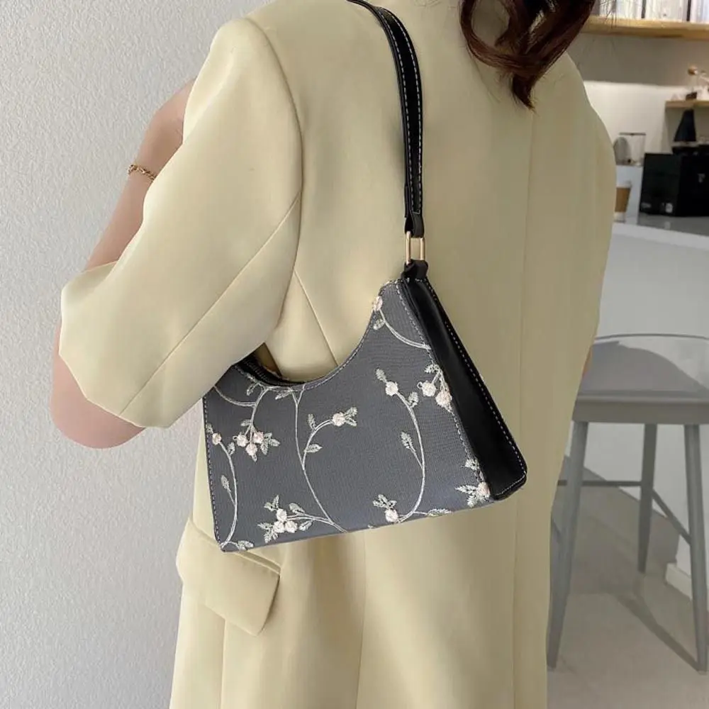 Casual All-match Floral Embroidery Handbag For Girls Mini Messenger Bag Shoulder Bags Women Underarm Bag Korean Handbag