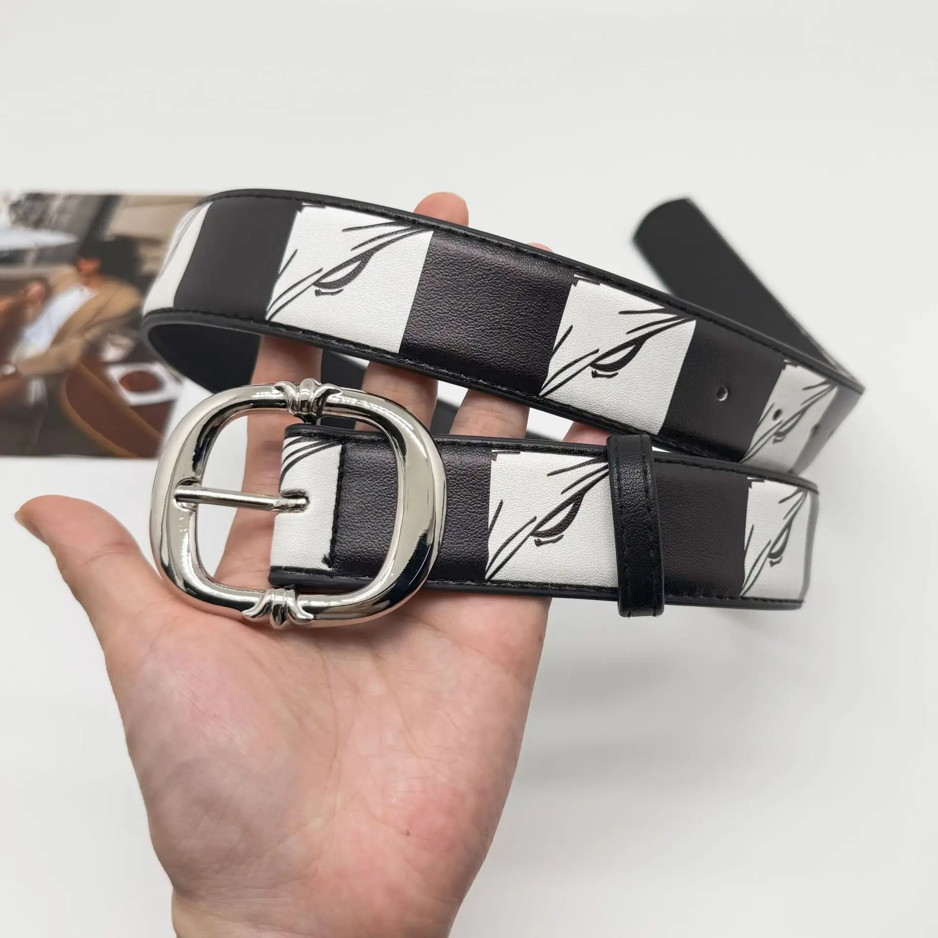 2025 New Women Leopard Snake Zebra Pattern Snakeskin Cos Skin Cricle Pin Golden Buckle Belts for Dress Jeans Suits