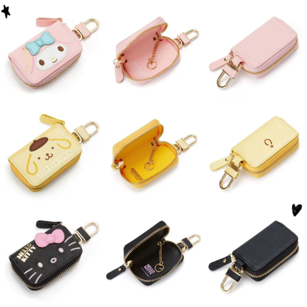 Sanrio Hello Kitty Car Key Case Cover Kuromi Key Organizer Melody Keychain Pouch Cinnamoroll Keychain Wallet Coin Girl Purse