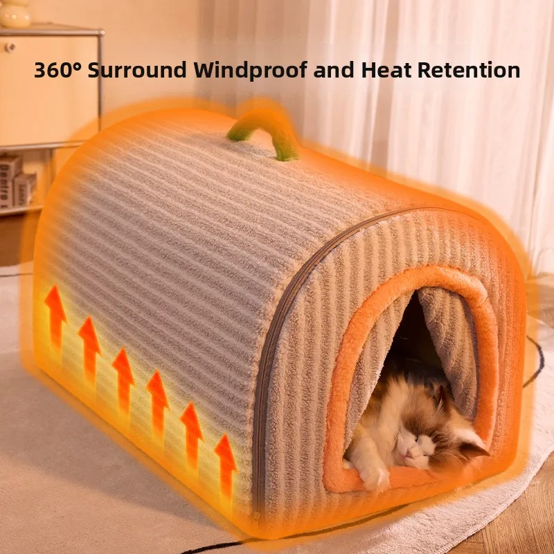 

Warm Coral Fce House Winter Bed Enclosed Se Tent Four Seasons Universal House Small Size Pet Supplies