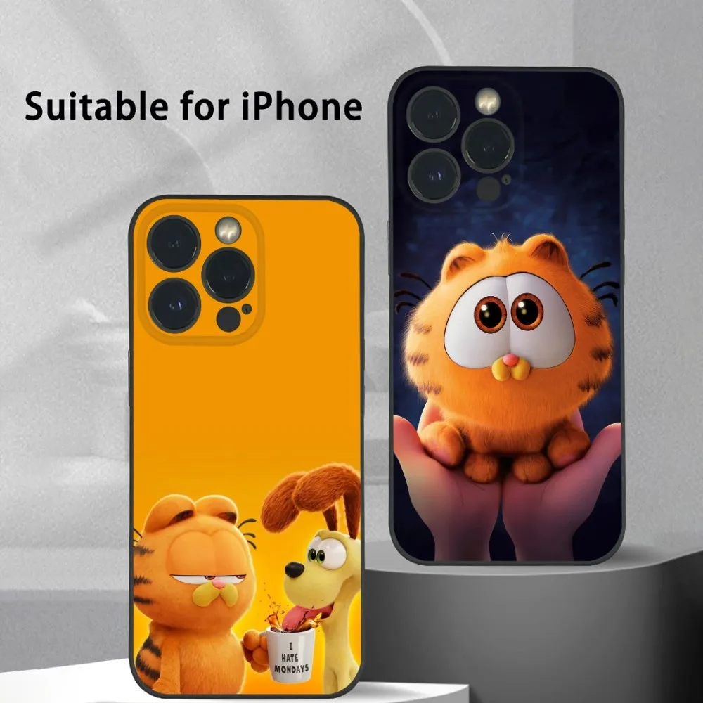Cute Cartoon G-G-garfieldS Cat Phone Case For iPhone 16 15 14 13 Pro Max Plus Mini Frosted Soft Shell Funda