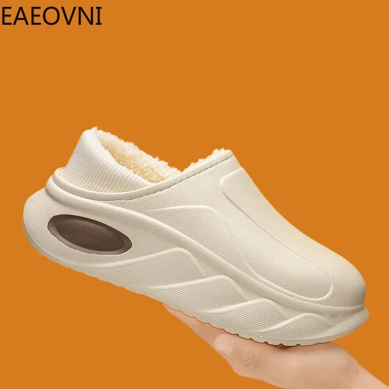 Zapatilla de casa de invierno para hombre, zapatillas de Eva gruesas de terciopelo, zapatos ligeros de algodón Eva para hombre, resistentes al desgaste, antideslizantes, mantienen el calor