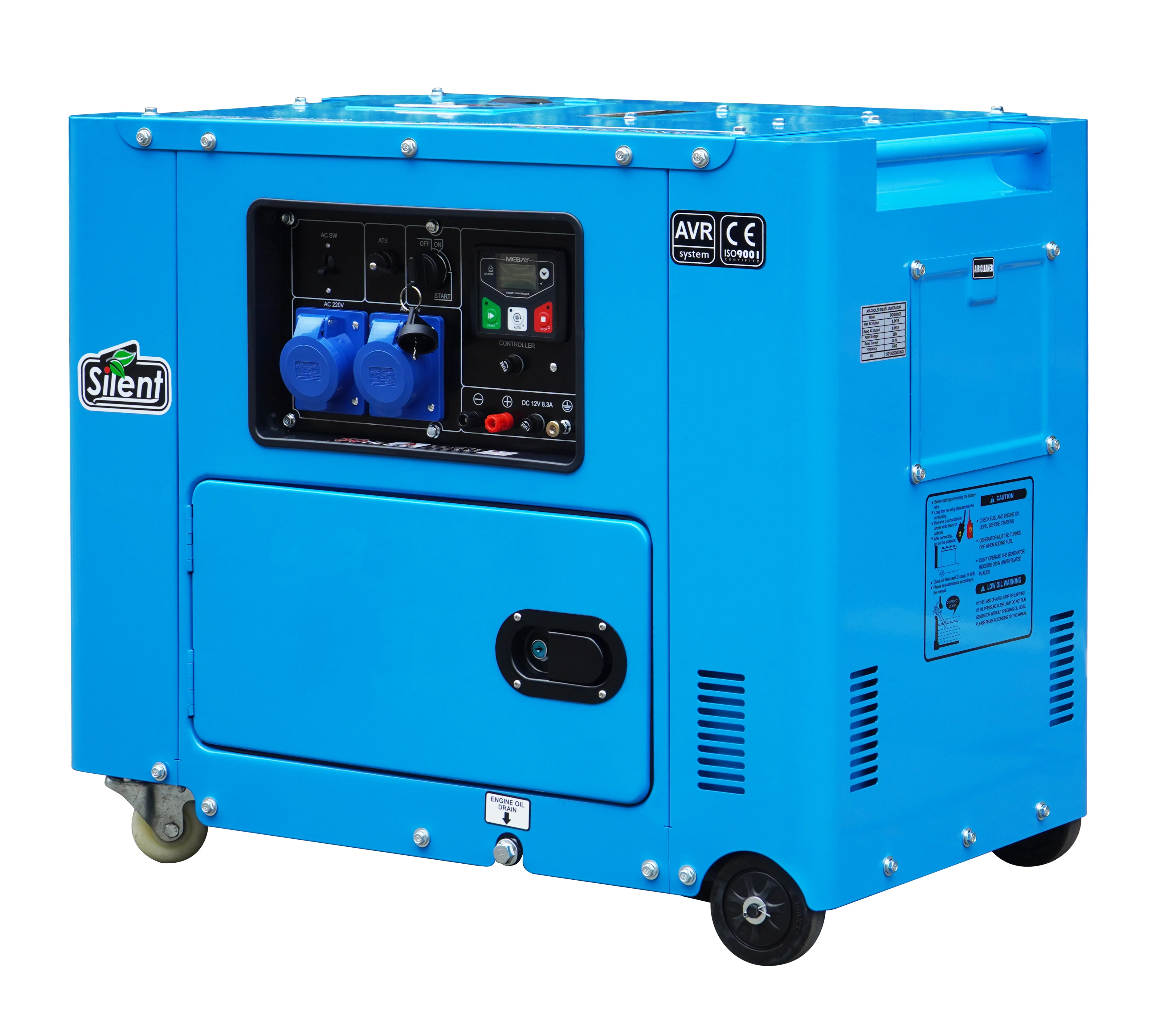7.0KW 8.8KVA 220V Silent Air Cooled Diesel Generator with Digital Panel for Home