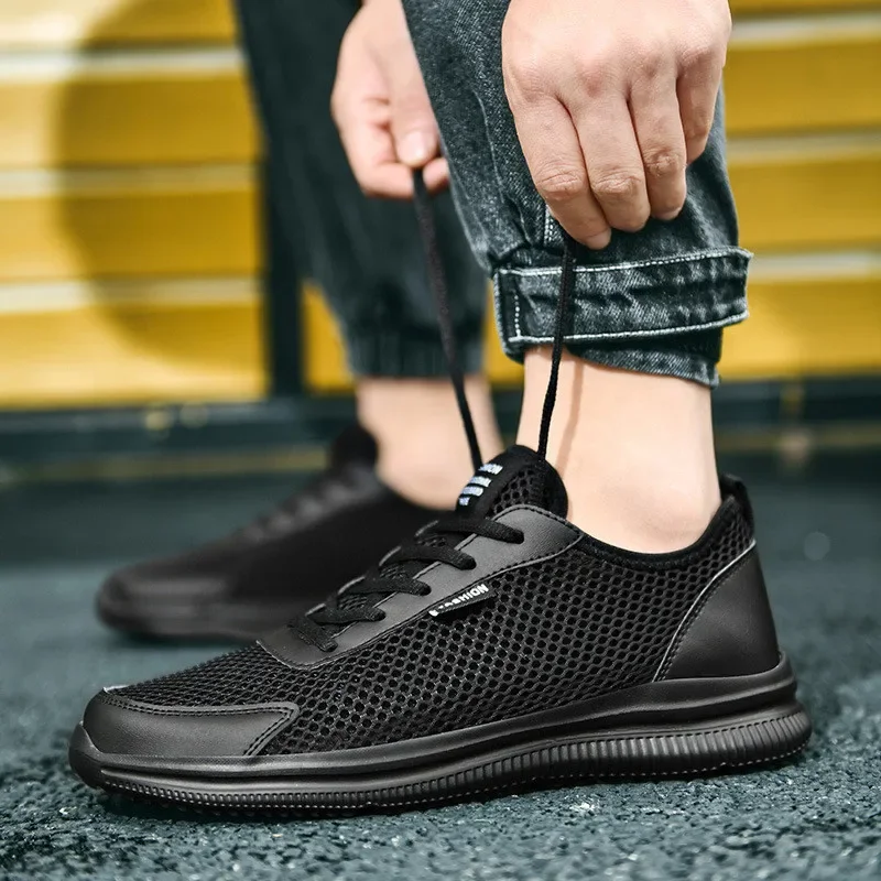 Men Mesh Shoes Sneakers Man Lace Up Vulcanize Shoe 2025 Summer Mens Lightweight Runing Male Trainers Plus Size 45 46 47 48