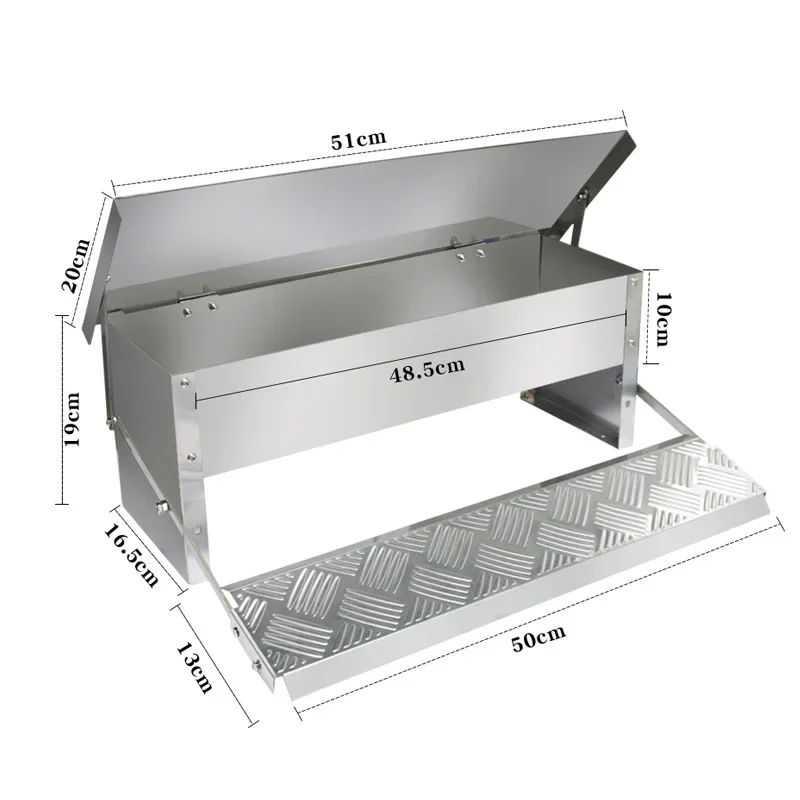 Automatic Chicken Feeder No Waste Treadle 11lb Stainless Steel Poultry Feeder with Weatherproof Lid for Chicken Pheasants Ducks