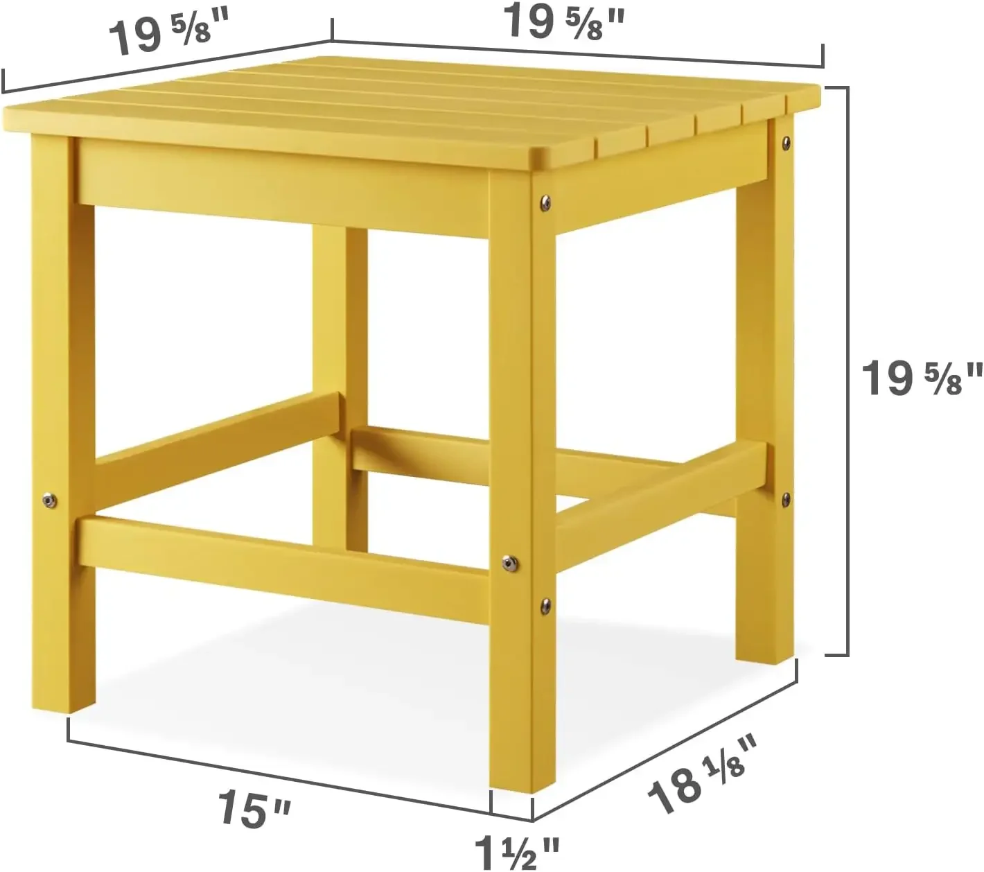 19.68" Poly Lumber Adirondack Side Table, Weather Resistant Patio Side Table for Poolside, Garden and Front Porch (Yellow)