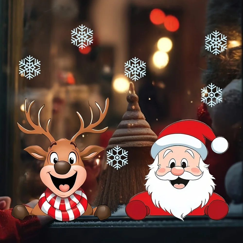 1 مجموعة زينة عيد الميلاد سانتا الرنة الثلج ملصقات نافذة مقاوم للماء DIY بها بنفسك ويندوز غرفة المعيشة غرفة نوم النوم باب زجاجي