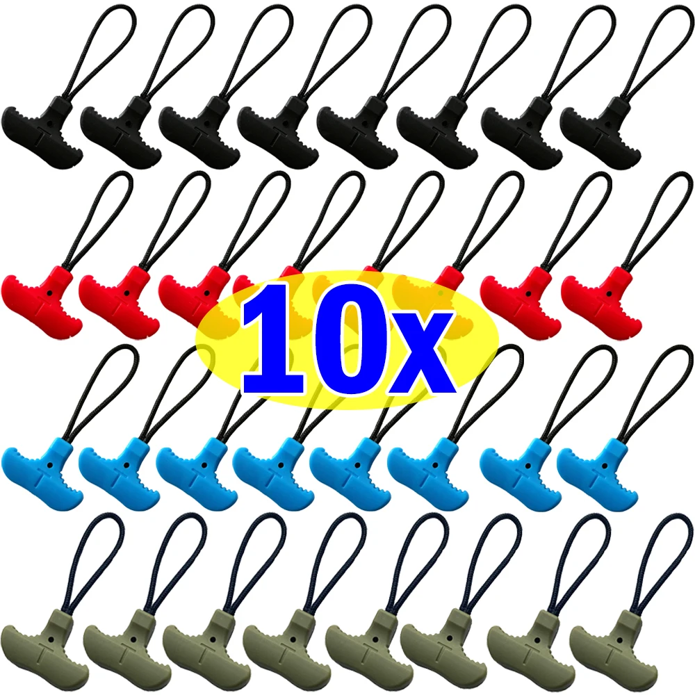 

10Pcs T-shaped Zipper Colorful Zipper Detachable Clothes Zipper Fixer Outdoor Travel Suitcase Backpack Zippers Tent Fixer Tools