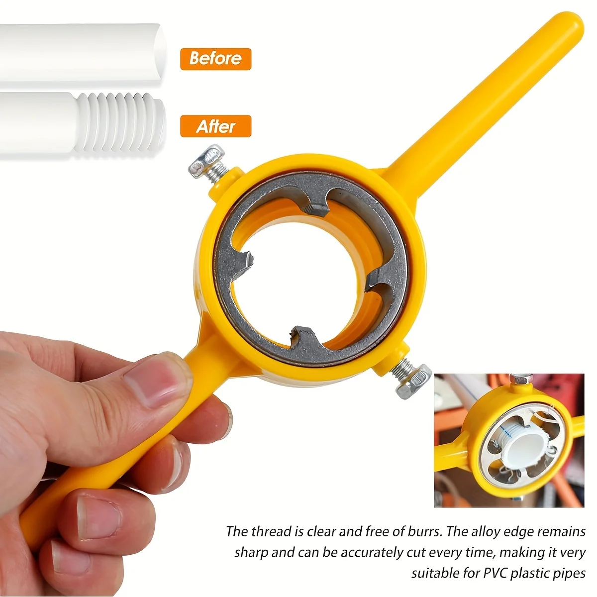 6 PCS PVC Pipe Threader Plumbing Tool Kit, Thread Maker Tool, Pipe Threader Kit with 1/2, 3/4, 1 Inch Dies Reusable