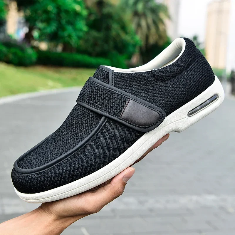 Spring and Autumn Men Women Non SlipComfortable Diabetic Shoes Adjustable Elastic Casual Air Cushion Wide Feet Swollen Shoe