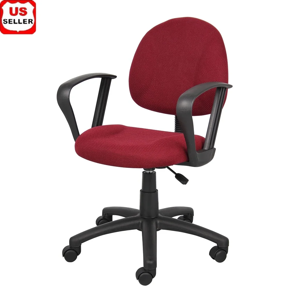 

Ergonomic Office Swivel Chair with Adjustable Height Lumbar Support Padded Seat Loop Arms Home and Office Use