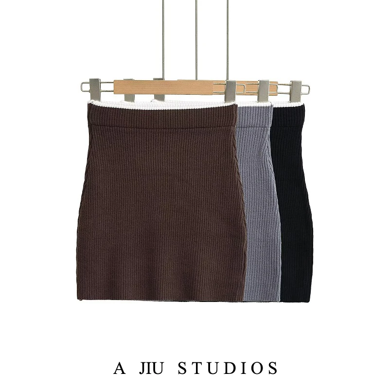 

Сексуальная обтягивающая трикотажная юбка с высокой талией для женщин, весенне-осенняя юбка ort, эластичная облегающая юбка с запахом H-образной формы, чистая C...