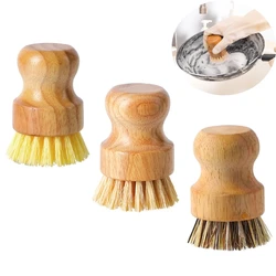 Brosses à récurer en bambou pour la vaisselle, épurateurs de livres en bois de cuisine pour laver les casseroles en fonte, brosse à livres, poils en sisal naturel