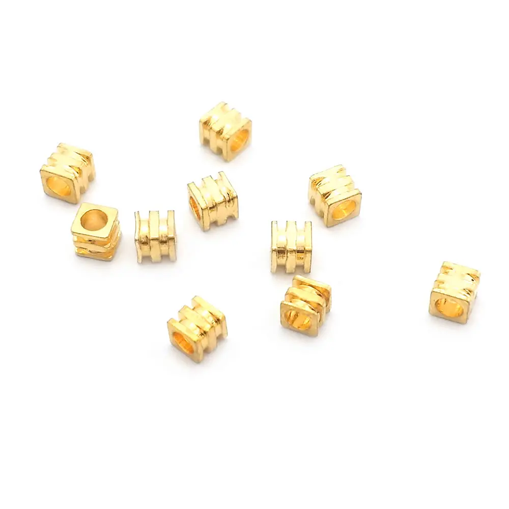 2.2x2MM 2.5x2.8MM 3x3.5MM 2.5MM 3MM 4MM 18K Gold Color Brass Square Beads Bracelet Beads Jewelry Making Supplies Diy Findings