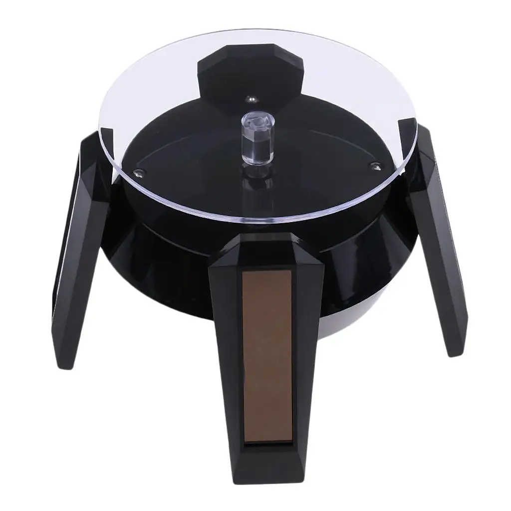 LED Solar Powered Jóias Display Stand placa, 360 Dergee Turntable
