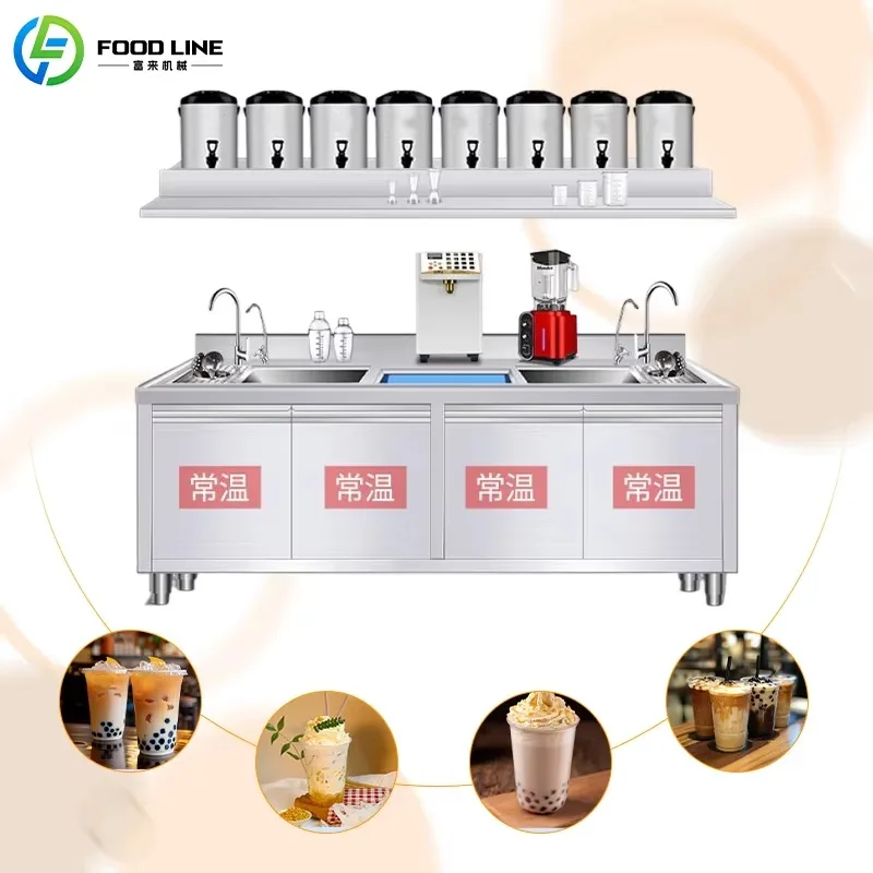 Customized Full Milk Tea Machine Set with Water Purifier Commercial Boba Station Beverage Making Equipment with Sealing Machine