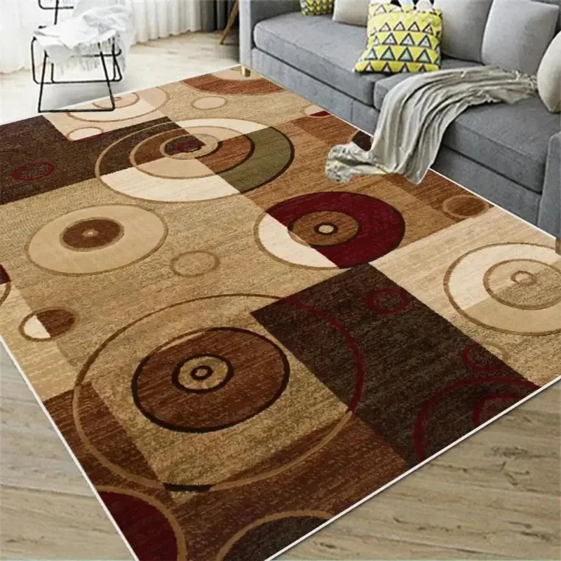 VIKAMA Modern Geometric Circle Print Area Rug Black Grey White Non-Slip Washable Soft Floor Carpet for Living Room Bedroom