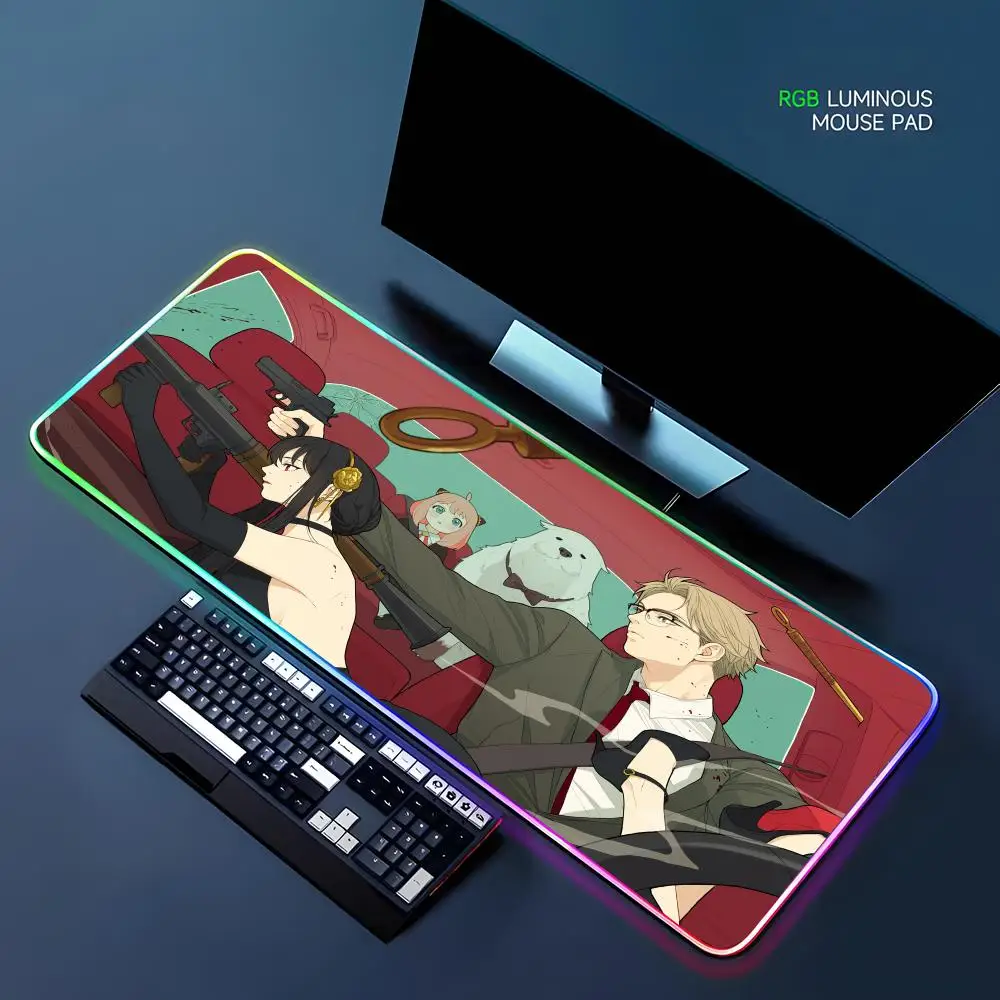 

Anime A-spy X FamilyES Mouse Pad RGB Gaming Mouse Pad Desk Mat HD Gamer Large LED Light XXL MousePads