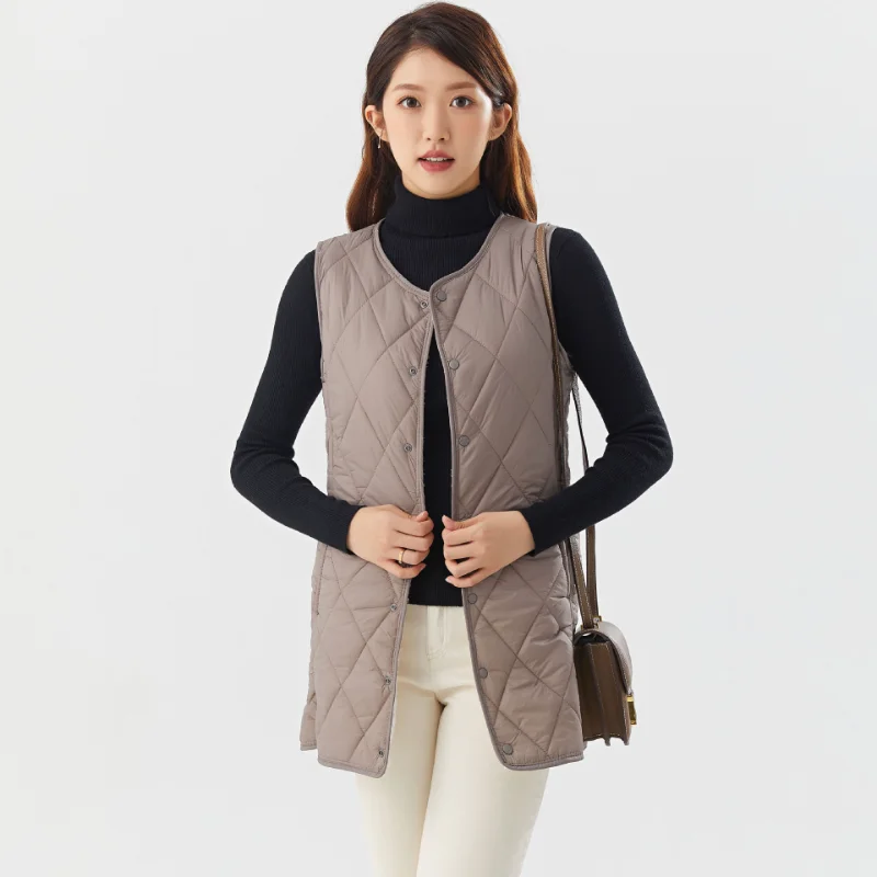 

Women's Mid-length Fleece Vest, Lady Down Vest, Thick, Increase, Warm, Mid-length, Cultivation, Inside Outering, New