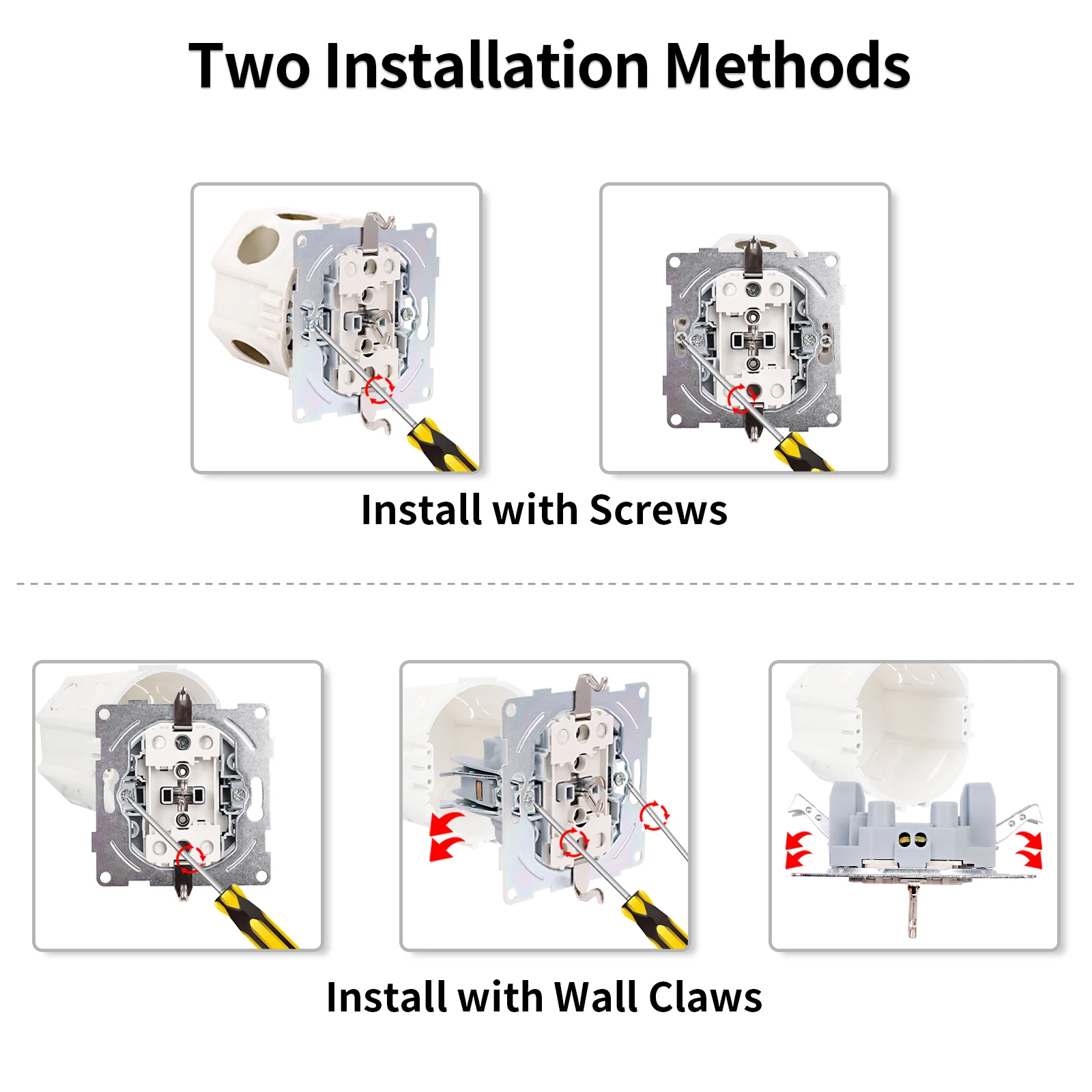 Enchufe de pared estándar de la UE con USB tipo C RJ45 CAT6, piezas de enchufe TV /ST, interruptor de botón mecánico, marcos de enchufe doble individual de vidrio