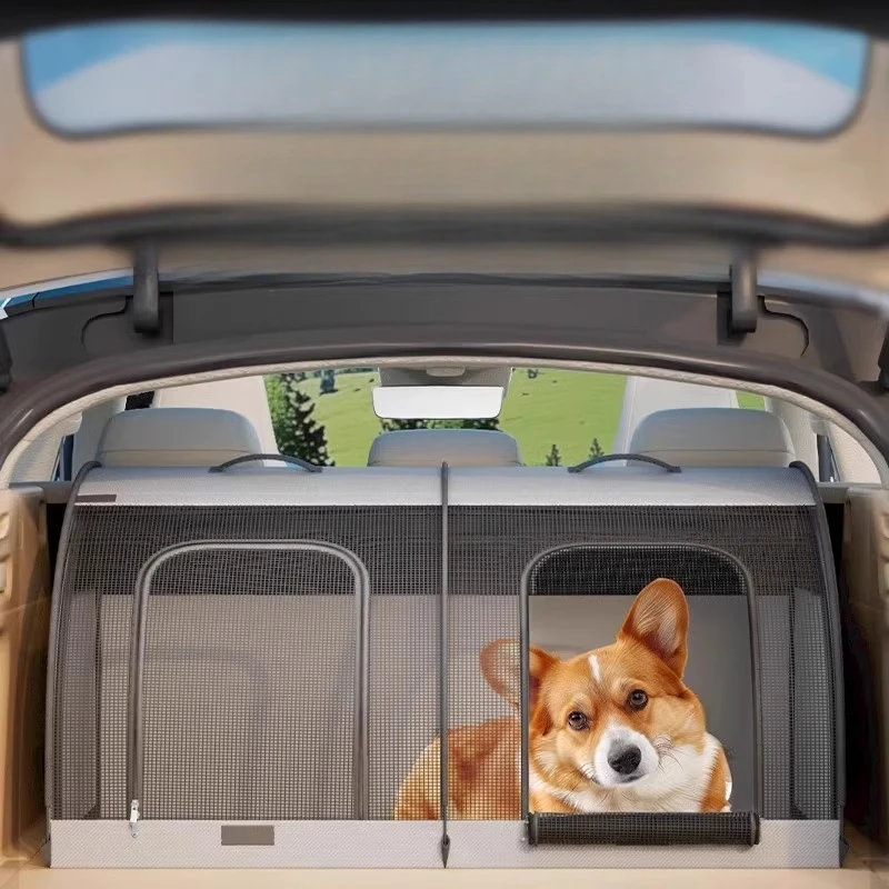 

Car cat litter dog cage, medium-sized dog out seat closed