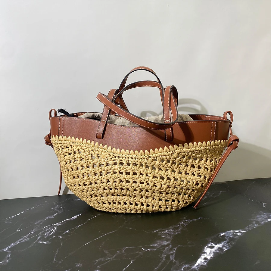 

Fashion casual straw tote bag hollow out shoulder handbag large-capacity grass-woven large clutch purse for women summer beach
