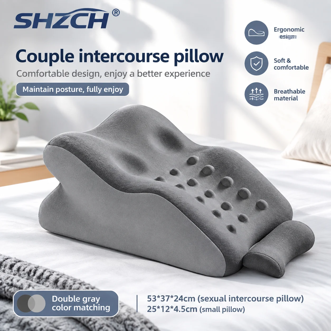 Memory Foam Pillow Bed Pillow for Sleeping Backrest Cushion Ergonomic Support Neck Leg Rest Pillow Reading Phone Use Prone Posit
