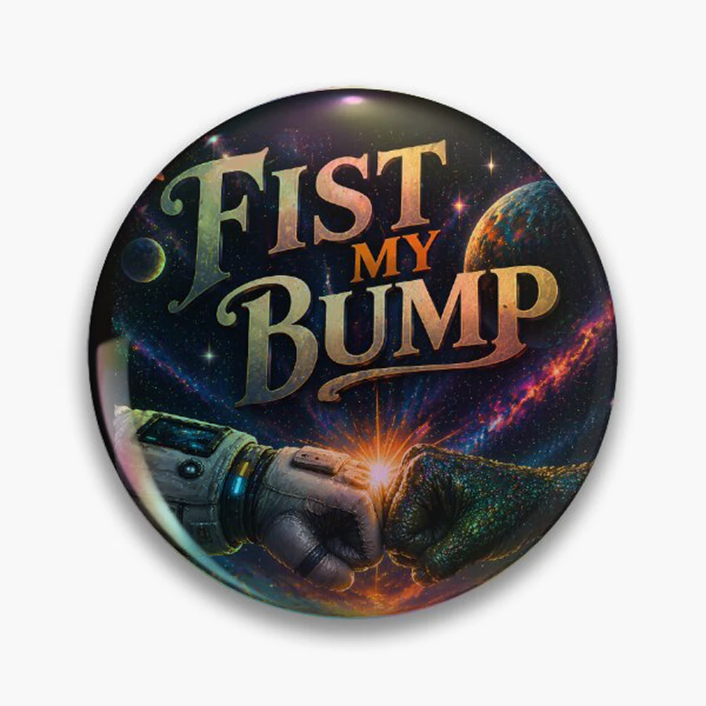 Fist My Bump Pin Holographic Star Heart Pin Brooches Laminated Button Fashion Accessory