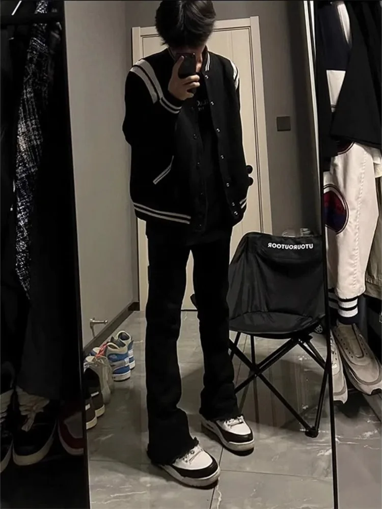 

Американская ретро-бейсбольная куртка для мужчин, весенне-осенняя, в стиле MA-1, модная верхняя одежда из полиэстера с геометрическим узором