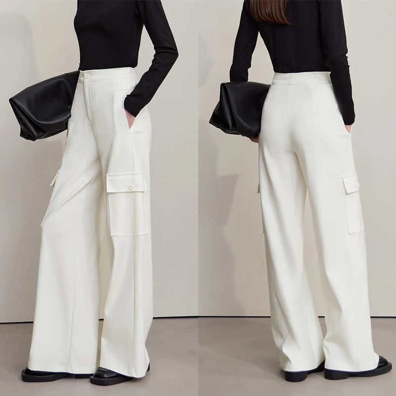Amii Minimalism Women Pants 2025 Autumn New Casual Loonse Wide-leg Trousers Solid Color Versatile Knit Pants for Woman 12543186