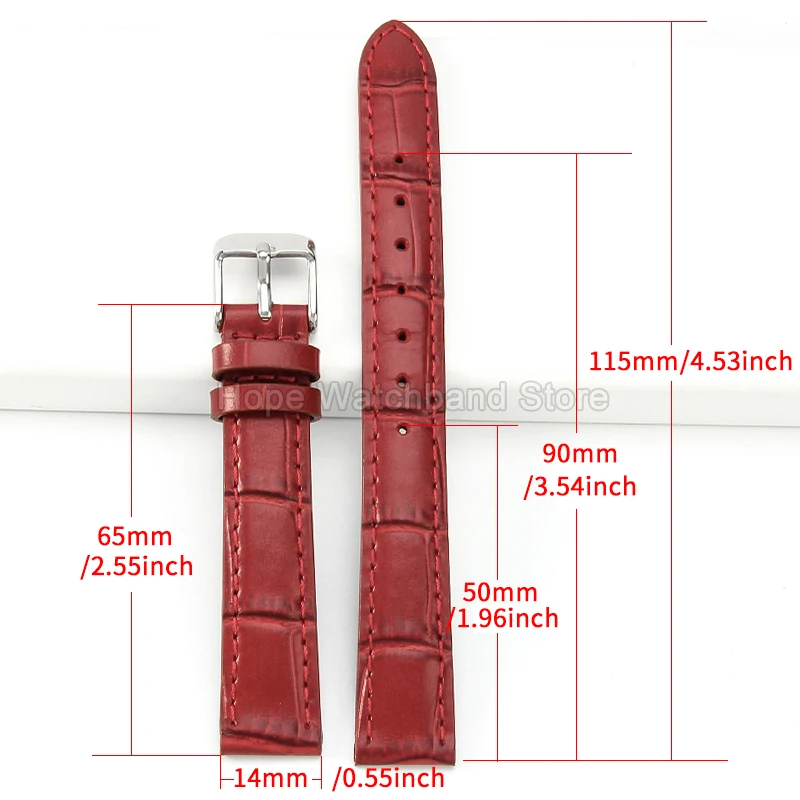 Cinturino per orologio da donna in pelle di vacchetta cremisi conciata vegana per fibbia in acciaio inossidabile con interfaccia piatta Casio LTP-1208E-9B2 ​ ​   14 mm