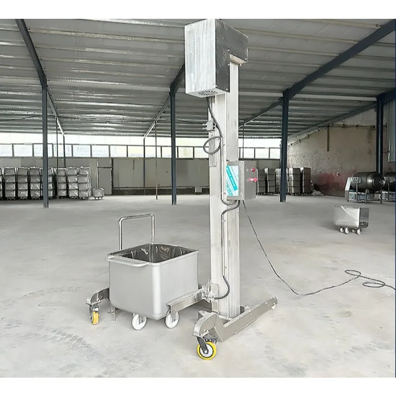

200L Vertical Feeding Elevator Meat Filling Conveying and Discharging Machine Material Cart Lifting Elevator
