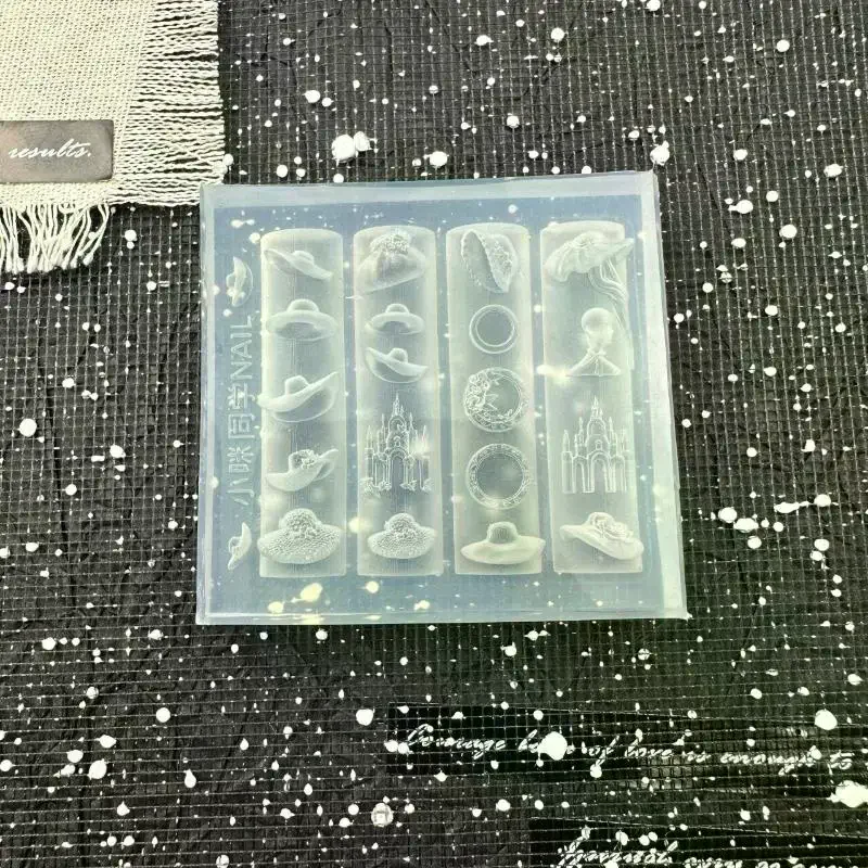 Mask Skirt 3D Silicone Mold Nail Art Decorations DIY Manicure Design Tool Castle Hat Transparent Nail Templates Jewelry Crafts