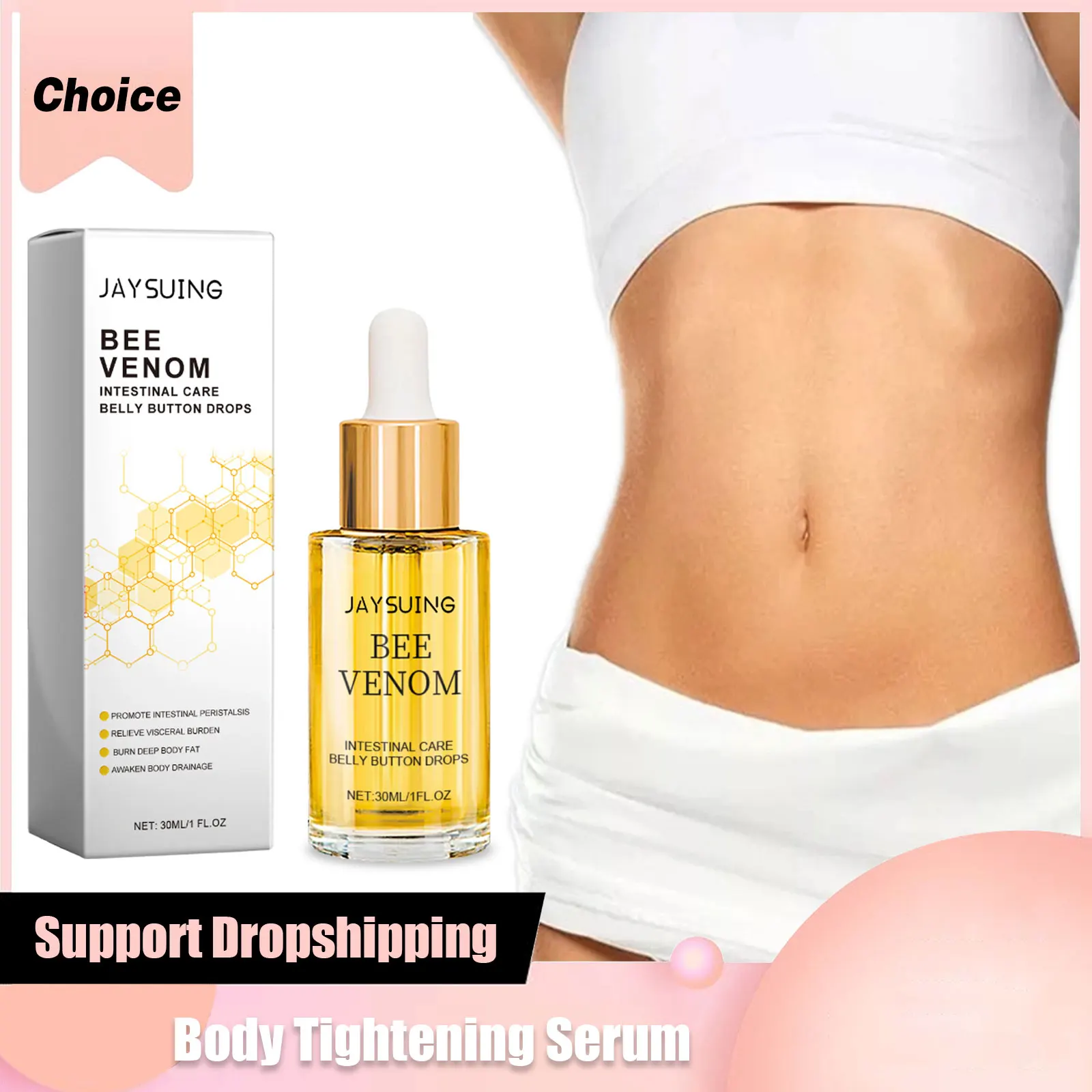 Bee Venom Body Essence Belly Buttom Sli-mming Lift Firming Deeply Moisturizing Skin Rejuvenation Fat Bu-rning Tightening Serum