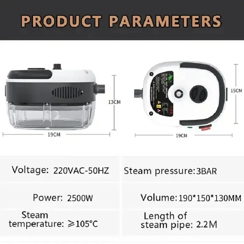 2500W 220V High Pressure High Temperature Household Handheld Steam Cleaner Air Conditioner Kitchen Car SteamCleaner