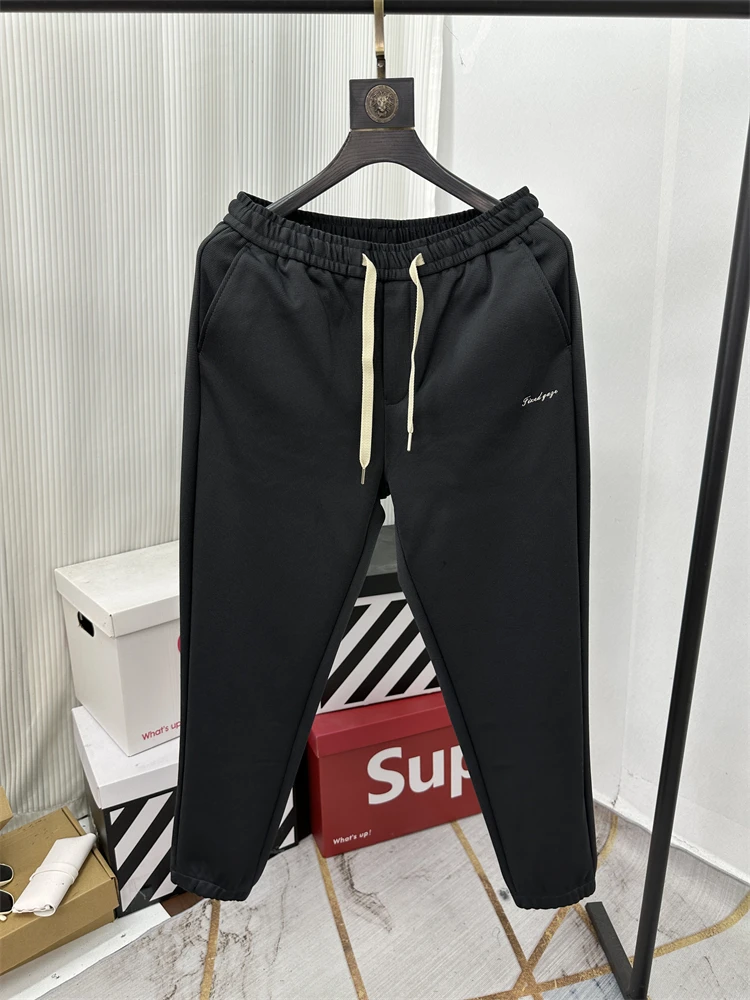 

Мужские модные брюки с вышивкой и шнурком, повседневные, универсальные, осенние, прямого кроя, со средней посадкой, бренд Hongda