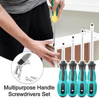 4pcs Multi-function Handle Screwdriver Set Cross/straight Screwdriver Head Anti-slip And Wear Safety Maintenance Hand Tools