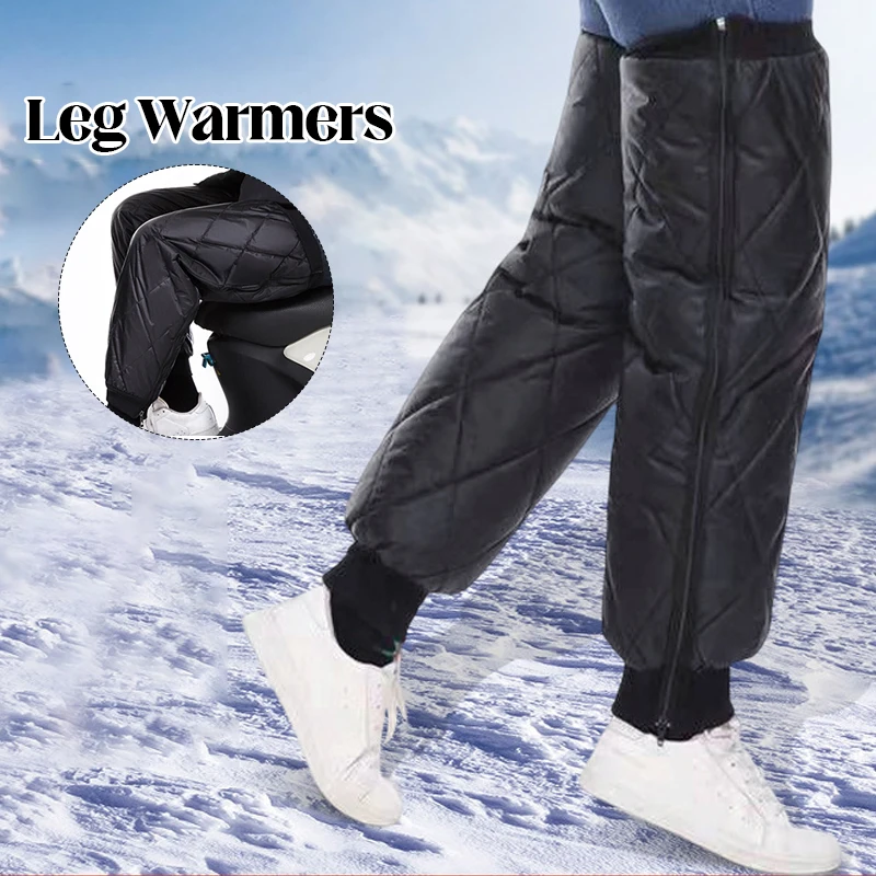 Women Men Winter Cycling Leg Warmers Waterproof Plus Velvet Padded Quilted Lined Knee Pads Riding Cold Protective Knee Guard