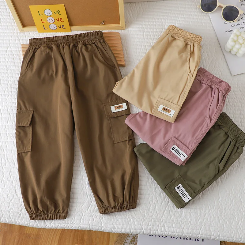 New Spring and Autumn Outer Wear Casual Pants Boys and Girls Overalls Medium and Children's Casual Loose Pants Wholesale