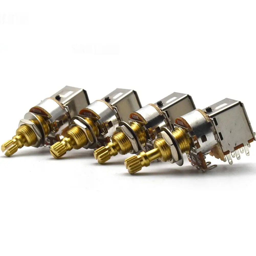 40Pcs Brass Split Shaft Bass Guitar Push Push Potentiometer Tone Volume Control Pots -A250K / B250K / A500K / B500K