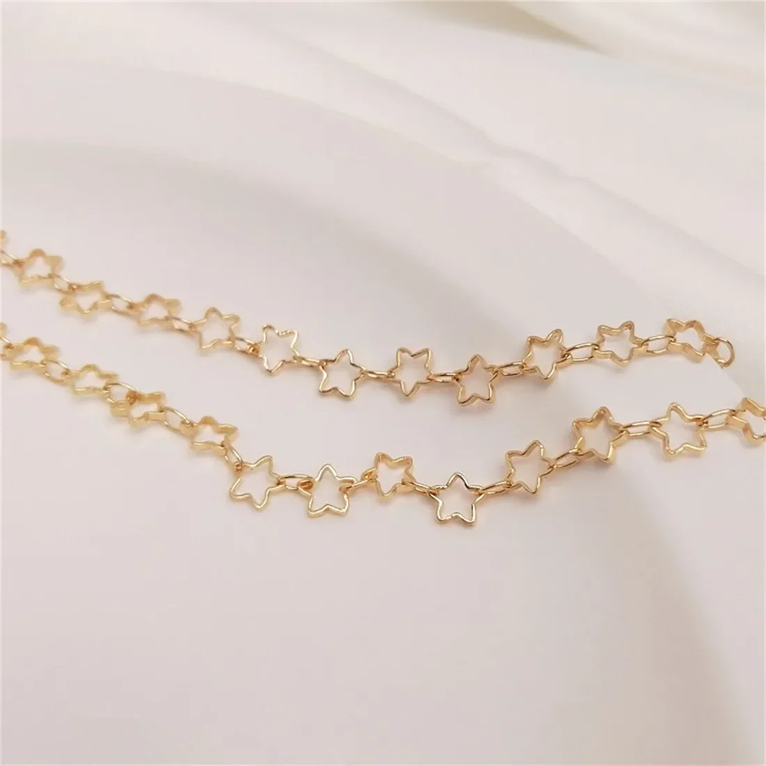 14K Genuine Gold 5mm Small Five Pointed Star Chain Star Loose Chain Handmade Bracelet Necklace DIY Jewelry Material B628