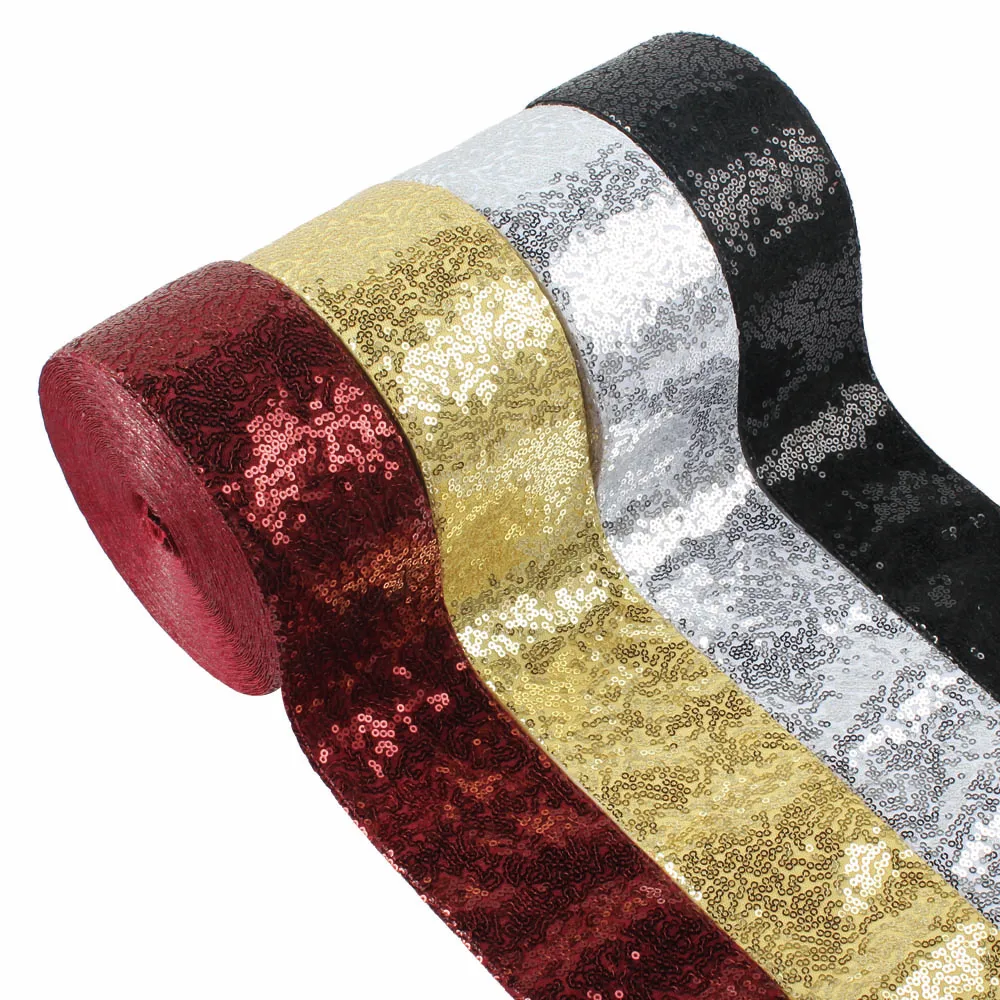 

Solid Flat Sequin Ribbon 3inch 75mm 5Yards for Bows DIY Handmade Accessories