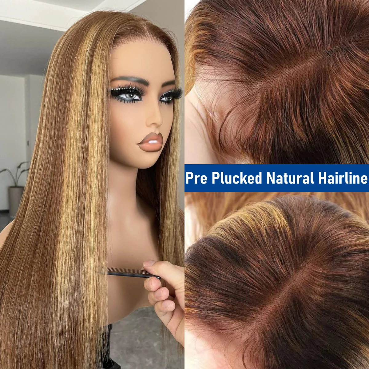 4/27 Highlight Wigs Human Hair Bone Straight Ombre Colored 13x4 Lace Front Human Hair Wig Brazilian Hair Full Lace Frontal Wigs