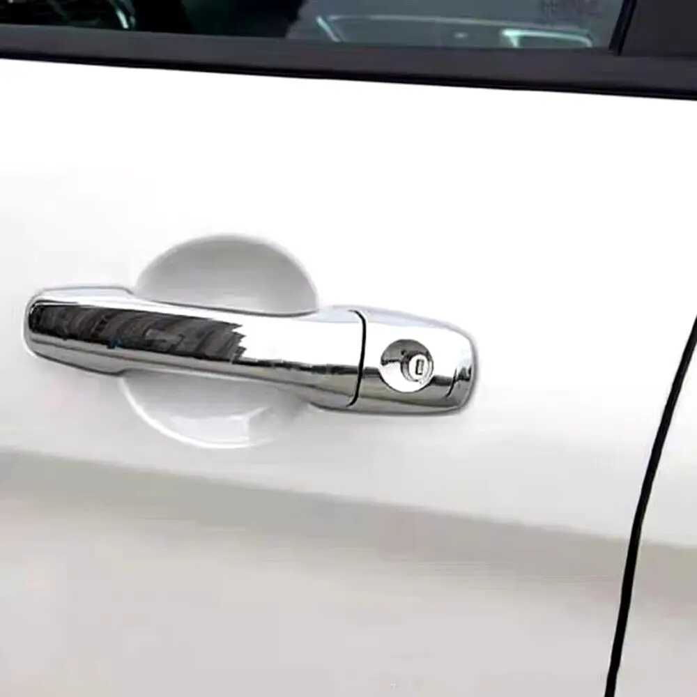 For Ford Explorer 2011-2019 Carbon Fiber Style Chrome Car Door Handle Cover Sticker Trim Cap Accessories Auto Protect Decor ABS