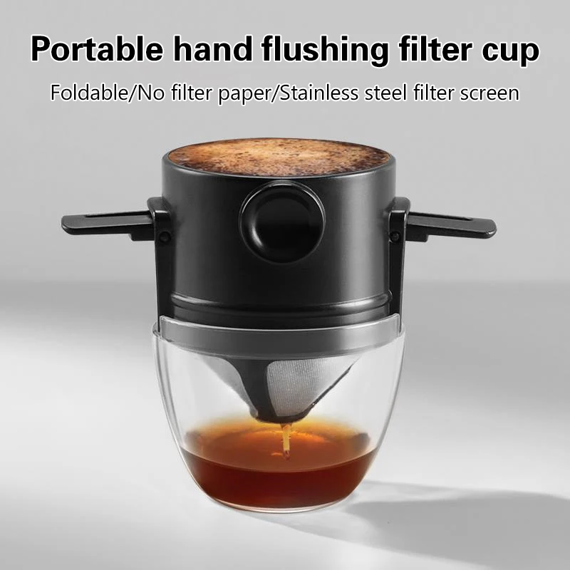 Coffee Filter Set Stainless Steel Drip Coffee Holder Funnel Portable Reusable Tea Infuser Stand Paperless Pour Coffee Dripper