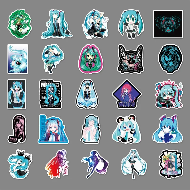 Hatsune Miku Graffiti Stickers Creative Cartoon Cute Fashionable Personalized High-Value Student Notebook Decorative Stickers - view 3